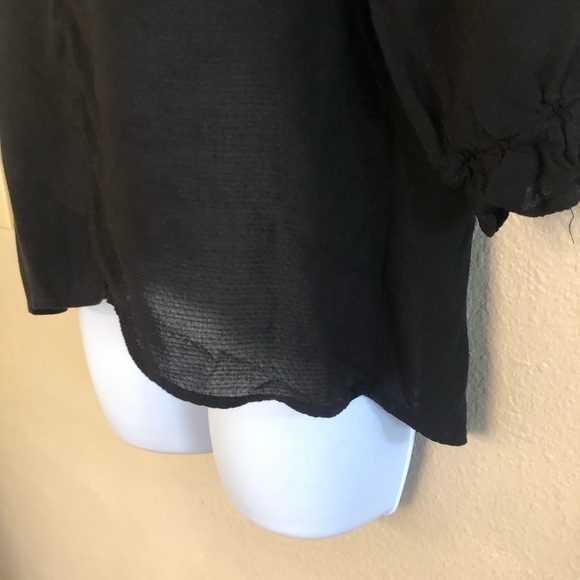 Lulus She Means Business Black Sheer Button-Front Hi-Low Top Size S - Picture 6 of 16